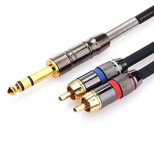 tisino rca to 1/4 cable, quarter inch trs to rca (1/4 stereo to 2 rca) audio y splitter cable insert cable – 10 feet/3 meters