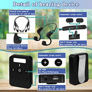 Hearing Device Assist Conversation Enhancing Hearing Impaired Wireless Listening Headset Headphones for The Eldeyly Senior Hard of Hearing Problems to Watching TV with Sound Pick-up Transmitter