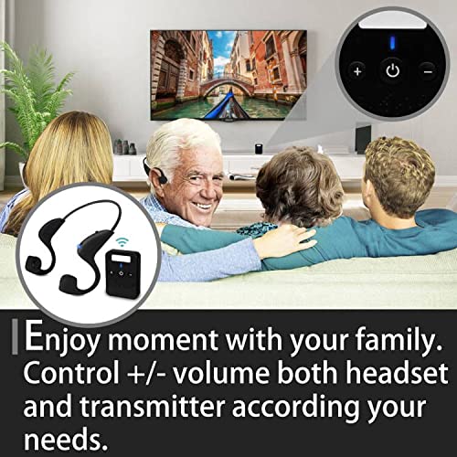 Hearing Device Assist Conversation Enhancing Hearing Impaired Wireless Listening Headset Headphones for The Eldeyly Senior Hard of Hearing Problems to Watching TV with Sound Pick-up Transmitter