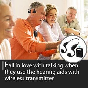 Hearing Device Assist Conversation Enhancing Hearing Impaired Wireless Listening Headset Headphones for The Eldeyly Senior Hard of Hearing Problems to Watching TV with Sound Pick-up Transmitter