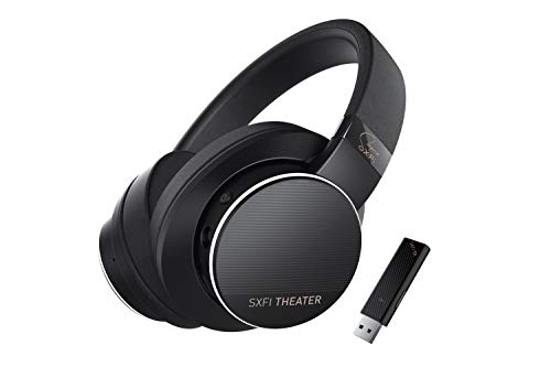 Creative SXFI Theater 2.4 GHz Low-Latency Wireless USB Headphones with Super X-Fi, 50mm Drivers, Up to 30 Hours of Battery Life, 3.5mm Analog Mode, Detachable Mic, for Movies