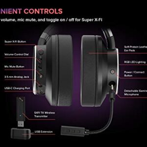 Creative SXFI Theater 2.4 GHz Low-Latency Wireless USB Headphones with Super X-Fi, 50mm Drivers, Up to 30 Hours of Battery Life, 3.5mm Analog Mode, Detachable Mic, for Movies