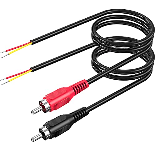 RCA to Speaker Wire Adapter, 18AWG 2 Pack 3ft RCA Male Plug to Bare Cable Open End, UIInosoo Audio Cable, Red and Black