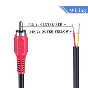 RCA to Speaker Wire Adapter, 18AWG 2 Pack 3ft RCA Male Plug to Bare Cable Open End, UIInosoo Audio Cable, Red and Black