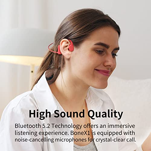 Bone Conduction Headphones Bluetooth, Hiteblaz Open Ear IP55 Waterproof Headphones Wireless Bluetooth 5.2 Sports Headphones with Mic, 6H Playtime Earphones for Workouts, Running, Cycling (Black-X1)