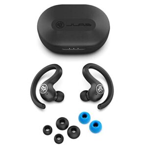 JLab Audio JBuds Air Sport True Wireless Bluetooth Earbuds + Charging Case - Black - IP66 Sweat Resistance - Class 1 Bluetooth 5 (Renewed)
