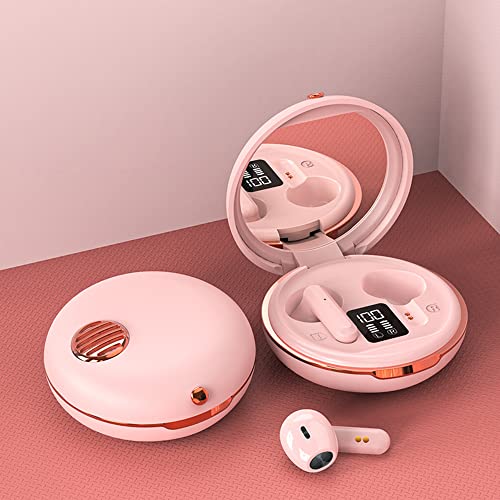 Olyre Wireless Earbuds for Girls, Bluetooth Earbuds with Make-up Mirror, LED Display, Bluetooth V5.3, Waterproof Bluetooth Earphones in-Ear Headphones for Travel Workout Running Jogging (Pink)