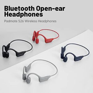 Padmate Open-Ear Air Conduction Headphones Bluetooth Wireless Earbuds with Mic, Sport Headset Bluetooth 5.0 Wireless Earphones for Workouts, Foldable/Lightweight/8Hr Playtime/IP67 Waterproof(Blue)