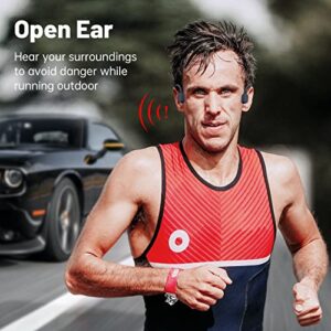 Padmate Open-Ear Air Conduction Headphones Bluetooth Wireless Earbuds with Mic, Sport Headset Bluetooth 5.0 Wireless Earphones for Workouts, Foldable/Lightweight/8Hr Playtime/IP67 Waterproof(Blue)