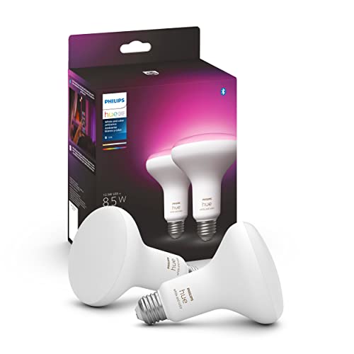 Philips Hue White and Color Ambiance A19 Bluetooth 75W Smart LED Bulb, 2-Pack & White & Color Ambiance BR30 LED Smart Bulbs, 16 Million Colors (Hue Hub Required), 2 Bulbs