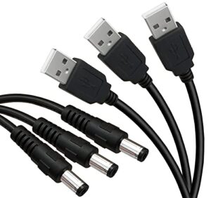 3-pack 6ft usb 2.0 type a male to dc 5.5 x 2.1mm dc 5v power barrel plug connector cable usb to 5v power cable usb to dc power tip jack cord
