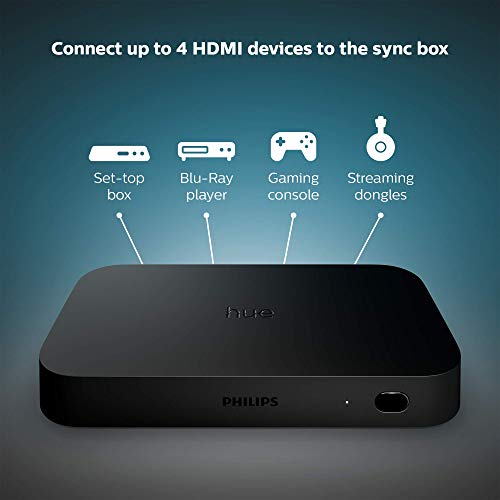 Philips Hue Play Gradient Light Tube, Large, Black & Play HDMI Sync Box to Sync Hue Colored Lights with Music, Movies, and More, HDMI 4K Splitter, 4 HDMI in 1 Out