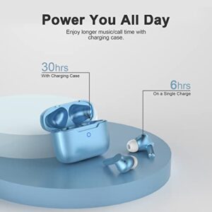 ZBC Wireless Earbuds, Bluetooth 5.3 Headphones, 4-Mics Clear Calls ENC Noise Cancelling Ear Buds, 30H Playtime Wireless Ear Buds, IPX7 Waterproof Sports in-Ear Earphones for iPhone Android (Blue)