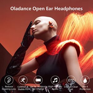 Oladance Open Ear Headphones Bluetooth 5.2 Wireless Earbuds for Android & iPhone, Open Ear Earbuds with Dual 16.5mm Dynamic Drivers, Up to 94 Hours Playtime Waterproof Sport Earbuds -Martian Orange