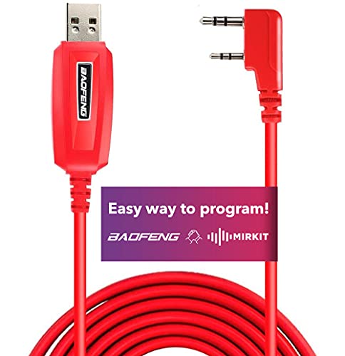 BAOFENG Programming Cable UV-5R/5RA/5R Plus/5RE, UV3R Plus, BF-888S, 5R EX, 5RX3, GA-2S, UV-82 (39 inch Mirkit Red, Version 2022, This one Works!)