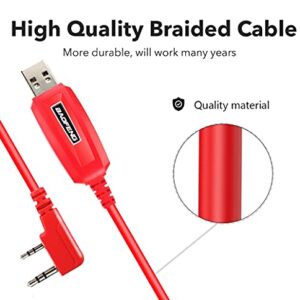 BAOFENG Programming Cable UV-5R/5RA/5R Plus/5RE, UV3R Plus, BF-888S, 5R EX, 5RX3, GA-2S, UV-82 (39 inch Mirkit Red, Version 2022, This one Works!)