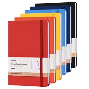 SUIN Hardcover-Journal-Notebooks, 6 Packs A5 Lined Journals Notebook for Writing 200 Pages, 8.2 x 5.5 inch, 6 Colors Classic Ruled Notebooks for Work/Travel/College