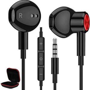 ACAGET 3.5mm Wired Headphones for Samsung A14 A23, 3.5mm Earbuds for iPhone 6S Plus 6 5S Noise Cancelling Android Earphones Magnetic Headset with Mic for Galaxy S10 S9 A13 A52 Pixel 5A 4A iPad 9 MP4