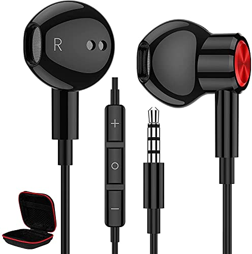 ACAGET 3.5mm Wired Headphones for Samsung A14 A23, 3.5mm Earbuds for iPhone 6S Plus 6 5S Noise Cancelling Android Earphones Magnetic Headset with Mic for Galaxy S10 S9 A13 A52 Pixel 5A 4A iPad 9 MP4