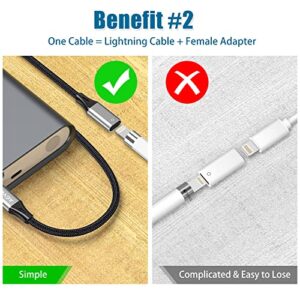 AGVEE 5ft Charging Adapter Cable for Apple Pencil 1st Generation, USB-C Type-C Male to Lightning Female Connector Charger Cord Coupler Enables Apple Pencil Pen 1st Gen Match iPad 10, Dark Gray