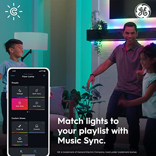 GE CYNC Dynamic Effects Smart LED Light Bulbs, Color Changing, Bluetooth and Wi-Fi, Works with Alexa and Google Home, A19 Bulbs (2 Pack)