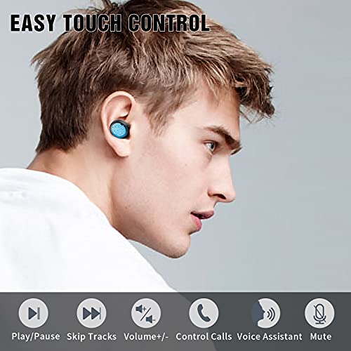 Wireless Earbuds,Lanteso S21 True Bluetooth Earbuds Noise Cancelling Bluetooth 5.2 TWS Bluetooth Headphones with Mics Touch Control Bass Sound in-Ear Earphones for Music,Sport,(Black)