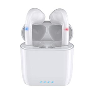 amaface cheap wireless bluetooth earbuds, 32h playtime headphones with type c charging case and mic, ipx5 waterproof stereo earphones headset for sport white