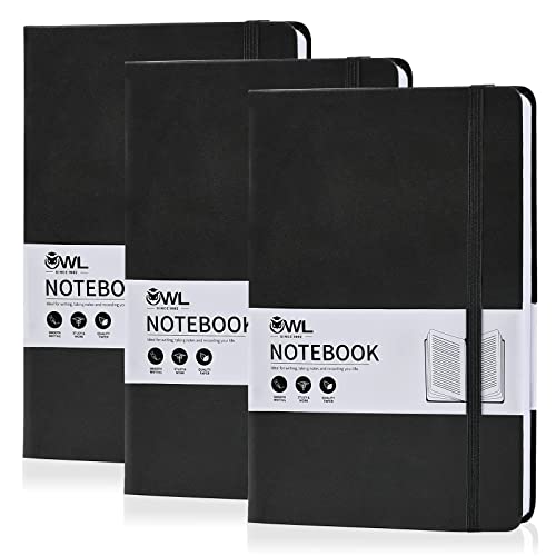 MEHDYS Journal Notebooks,3 Pack,A5 Leather Hardcover Thick Journals for Writing,for Work Business Study Journaling Note Taking, 100 GSM Eco-friendly Paper,Light Black