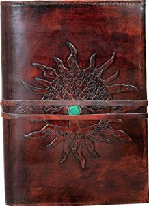 leather journal refillable lined paper sun tree of life handmade leather journal notebook diary/bound daily notepad for men&women medium,writing pad gift for artist,sketch /writing (small)