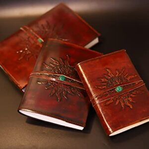 Leather Journal Refillable Lined Paper SUN Tree of Life Handmade Leather Journal Notebook Diary/Bound Daily Notepad for Men&Women Medium,Writing pad Gift for Artist,Sketch /Writing (small)