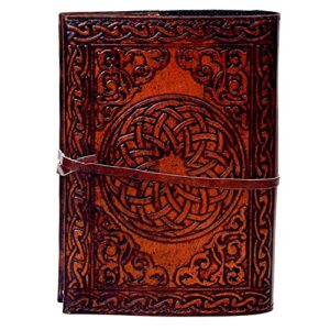 Leather Journal Refillable Lined Paper SUN Tree of Life Handmade Leather Journal Notebook Diary/Bound Daily Notepad for Men&Women Medium,Writing pad Gift for Artist,Sketch /Writing (small)