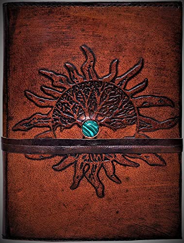 Leather Journal Refillable Lined Paper SUN Tree of Life Handmade Leather Journal Notebook Diary/Bound Daily Notepad for Men&Women Medium,Writing pad Gift for Artist,Sketch /Writing (small)