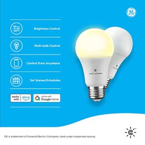 GE CYNC Smart LED Light Bulbs, Bluetooth and Wi-Fi Enabled, Alexa and Google Assistant Compatible, Soft White, A19 Light Bulb (4 Pack), 9.5W