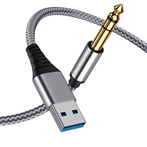 usb to 1/4 male trs audio stereo cable, usb to 6.35mm jack audio adapter compatible with laptop，windows or pc，amplifier, speaker, headphones.6.6ft note:not applicable recording,truck,tv usb ports1