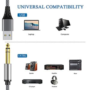 USB to 1/4 Male TRS Audio Stereo Cable, USB to 6.35mm Jack Audio Adapter Compatible with Laptop，Windows or PC，Amplifier, Speaker, Headphones.6.6FT Note:Not Applicable Recording,Truck,TV USB Ports1