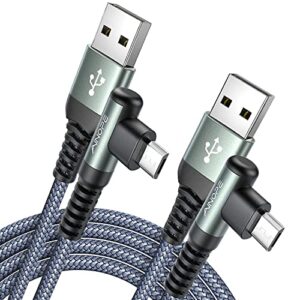 ainope micro usb charging cable [2 pack], micro usb cable 6.6ft right angle, durable nylon braided usb to micro usb cable compatible with samsung galaxy s6,j7 edge note 5,fire tablet,kindle