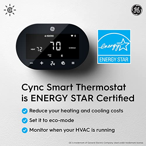 GE CYNC Smart Thermostat, ENERGY STAR Certified, Programmable Wi-Fi Thermostat, Works with Alexa and Google Home