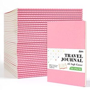 feela 36 pack soft cover journal bulk, lined blank travel journal for women men writing, notebooks college ruled for work, note taking notebook school business supplies, 8.2” x 5.5”, a5, pink