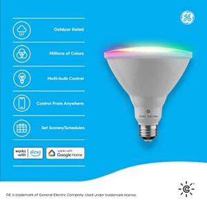 GE CYNC Smart LED Light Bulbs, Color Changing Lights, Bluetooth and Wi-Fi Lights,Compatible with Alexa and Google Home, PAR38 Outdoor Floodlight Bulbs (4 Pack)