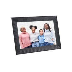 aura carver luxe wifi digital picture frame, 10.1”, add photos with aura app, free unlimited storage – easy to use – plays videos – the best digital photo frame – gravel