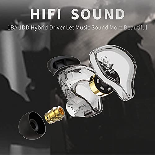 CCZ Melody in Ear Headphones Monitor, Wired Earbuds Hybrid Dual Driver 1BA+1DD HiFi Earphone, Deep Bass Forward Vocals Headsets, for Drummer Musicians Singer Pop Folk ACG IEM (No Mic, Black)