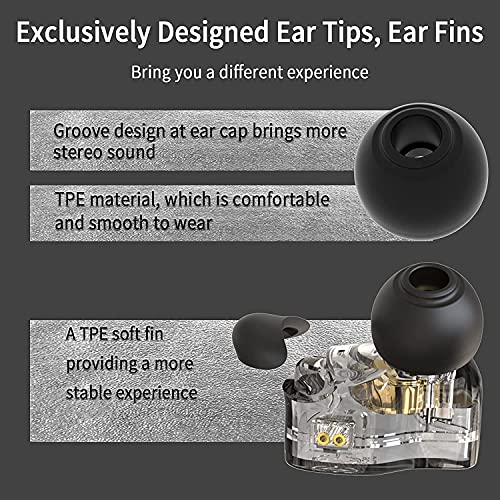 CCZ Melody in Ear Headphones Monitor, Wired Earbuds Hybrid Dual Driver 1BA+1DD HiFi Earphone, Deep Bass Forward Vocals Headsets, for Drummer Musicians Singer Pop Folk ACG IEM (No Mic, Black)