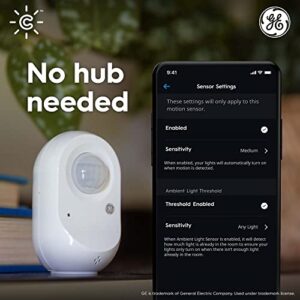 GE CYNC Smart Wire-Free Motion Sensor, Programmable, Bluetooth, Ambient Light Detection, Battery-Powered