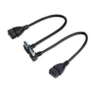 superspeed usb 3.0 male to female extension data cable up and down angle 2pcs by oxsubor(20cm,8in)