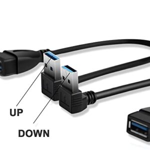 SuperSpeed USB 3.0 Male to Female Extension Data Cable Up and Down Angle 2PCS by Oxsubor(20CM,8IN)