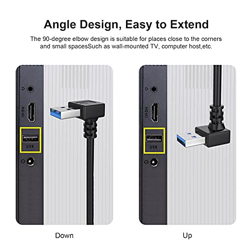 SuperSpeed USB 3.0 Male to Female Extension Data Cable Up and Down Angle 2PCS by Oxsubor(20CM,8IN)