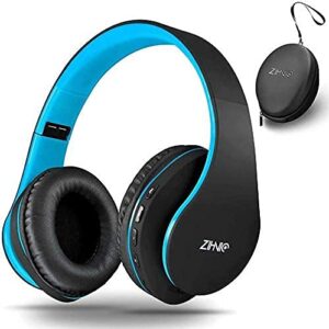 2 Items,1 Black Blue Zihnic Over-Ear Wireless Headset Bundle with 1 Black Orange Zihnic Foldable Wireless Headset