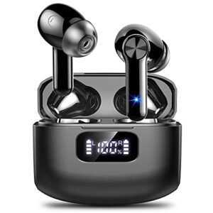 gcbig wireless earbud, bluetooth 5.2 headphones hifi sterero 40h playtime led display, ip7 waterproof earbud in-ear headphones call clear, earphones with microphone comfortable for iphone, android