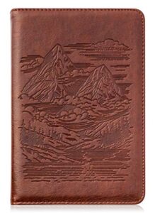 sohospark mountains refillable faux leather journal, mens journal, 6×8 vegan lined writing journal for women