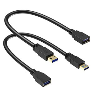 xxone usb 3.0 extension cable 1ft, 2 pack type a male to female extension cord durable braided 5gbps data transfer compatible with usb keyboard mouse flash drive hard drive printer 1ft